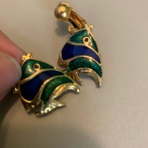 Vintage fish clip on earrings